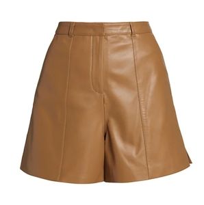 Cinq a sept Darla Leather Shorts, 6, sandstorm